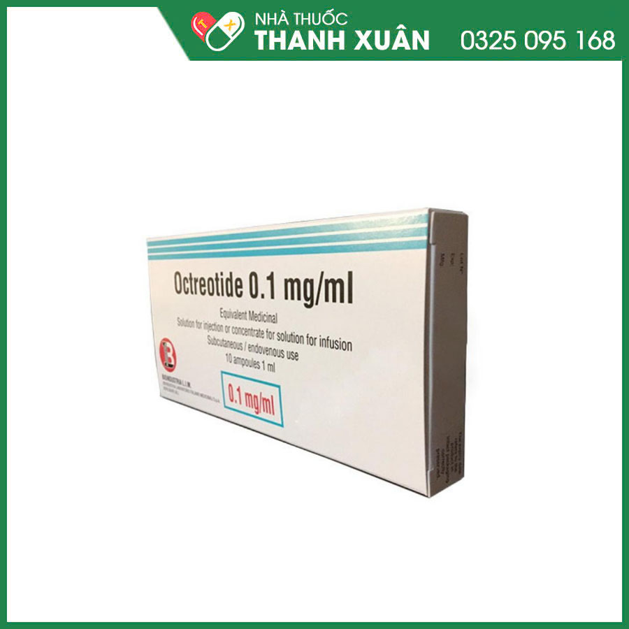 Octreotide 0.1 mg/ml thuốc làm giảm triệu chứng các khối u nội tiết, điều trị bệnh to đầu chi, hoặc cấp cứu chảy máu tĩnh mạch thực quản